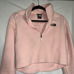 North face 1/2 zip cropped pink fleece